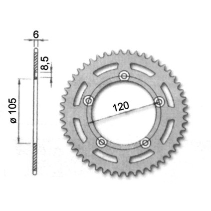 Forte Rear sprocket, 51 teeth, Aprilia RX50 98-05