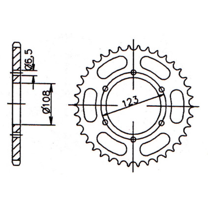 Forte Rear sprocket, 53 theet (420), Red Alu., Ø108mm, Aprilia 14- / Derbi 10-