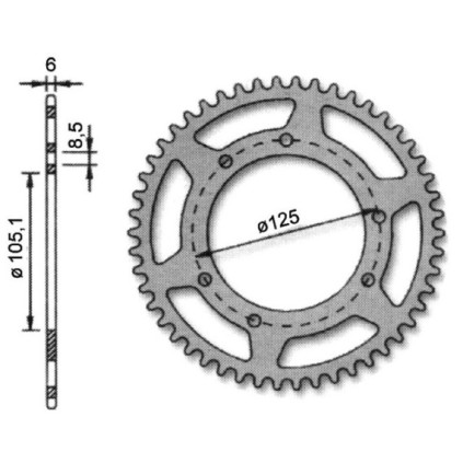 Forte Rear sprocket, 50 t. (420), Ø105mm, Aprilia / Derbi / Drac / Rieju / Yamah