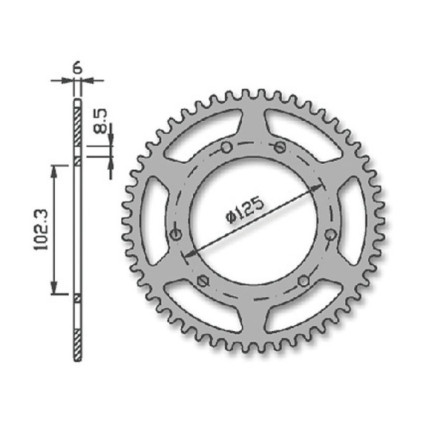 Forte Rear sprocket 53 t. (420), Ø105mm, Red Alu., Aprilia / Derbi / Drac / Riej