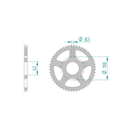 Forte Rear sprocket, 52 teeth (420), Ø62mm, Peugeot XPS Street / Rieju MRX