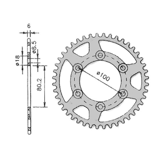 Forte Rear sprocket, 48 teeth (420), Ø80mm, Rieju RR, Spike