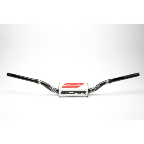 Scar Handlebar O² COLOR Ø28,6 (1 1/8”) - RC - BLACK Bar - WHITE Bar pad