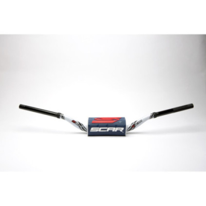 Scar Handlebar O² COLOR Ø28,6 (1 1/8”) - RC - WHITE Bar - DARK BLUE Bar pad