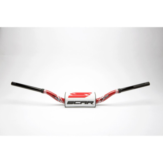 Scar Handlebar O² COLOR Ø28,6 (1 1/8”) - HIGH - RED Bar - WHITE Bar pad