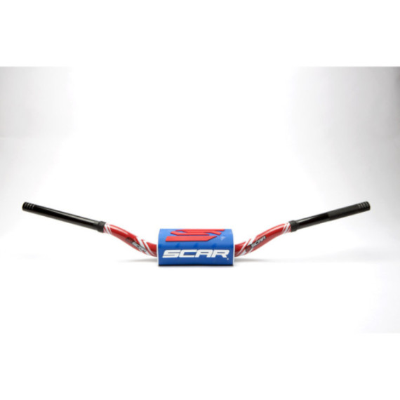 Scar Handlebar O² COLOR Ø28,6 (1 1/8”) - HIGH - RED Bar - BLUE Bar pad