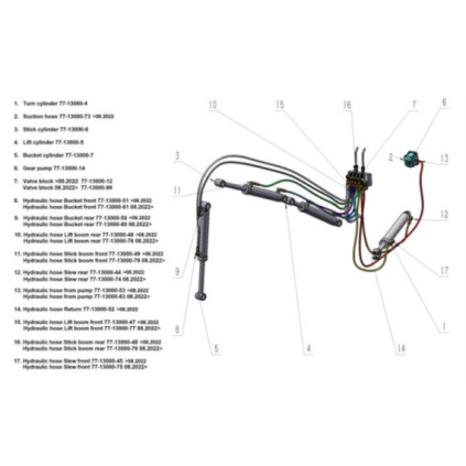 Bronco Hydraulic hose Lift boom Front 77-13000 08.2022->