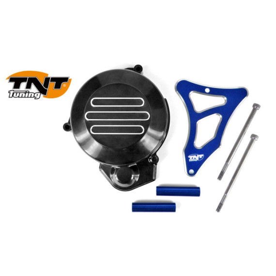 TNT Flywheel & Sprocket cover, Black/Blue, Derbi Senda 