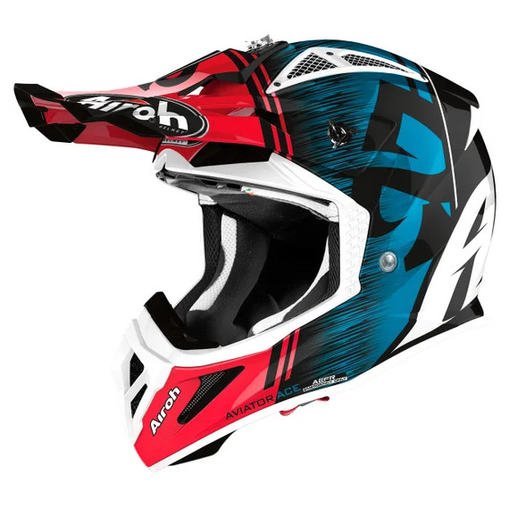 Airoh Helmet Aviator Ace Kybon red/blue gloss