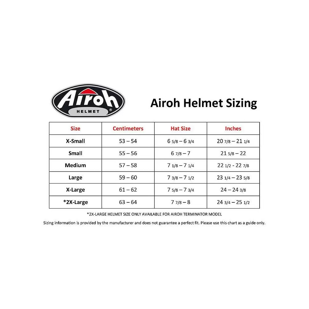 Airoh sales helmet sizing