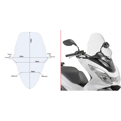 Givi Specific screen, transparent 63 x 43,5 cm (H x W) PCX 125-150 (14-17)